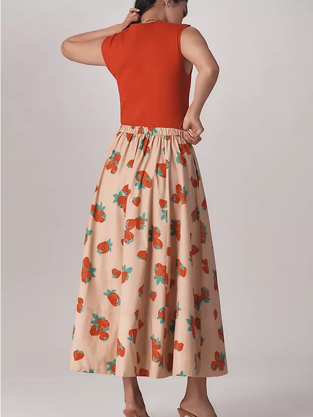 Anthropologie Maeve Jacie Poplin Maxi Skirt in Strawberry Print XL - Picture 3 of 11